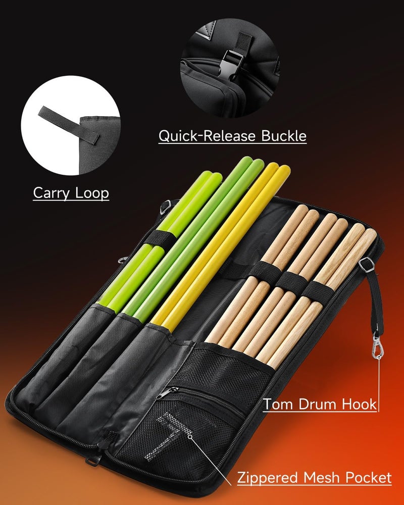 Donner Cymbal Bag with Drumstick Bag, Cymbal Backpack with Handle and Hideable Dual Shoulder Straps, Holds 6 Cymbals and 6 Drum Sticks, Fits Ride up to 24 Inch - Image 4